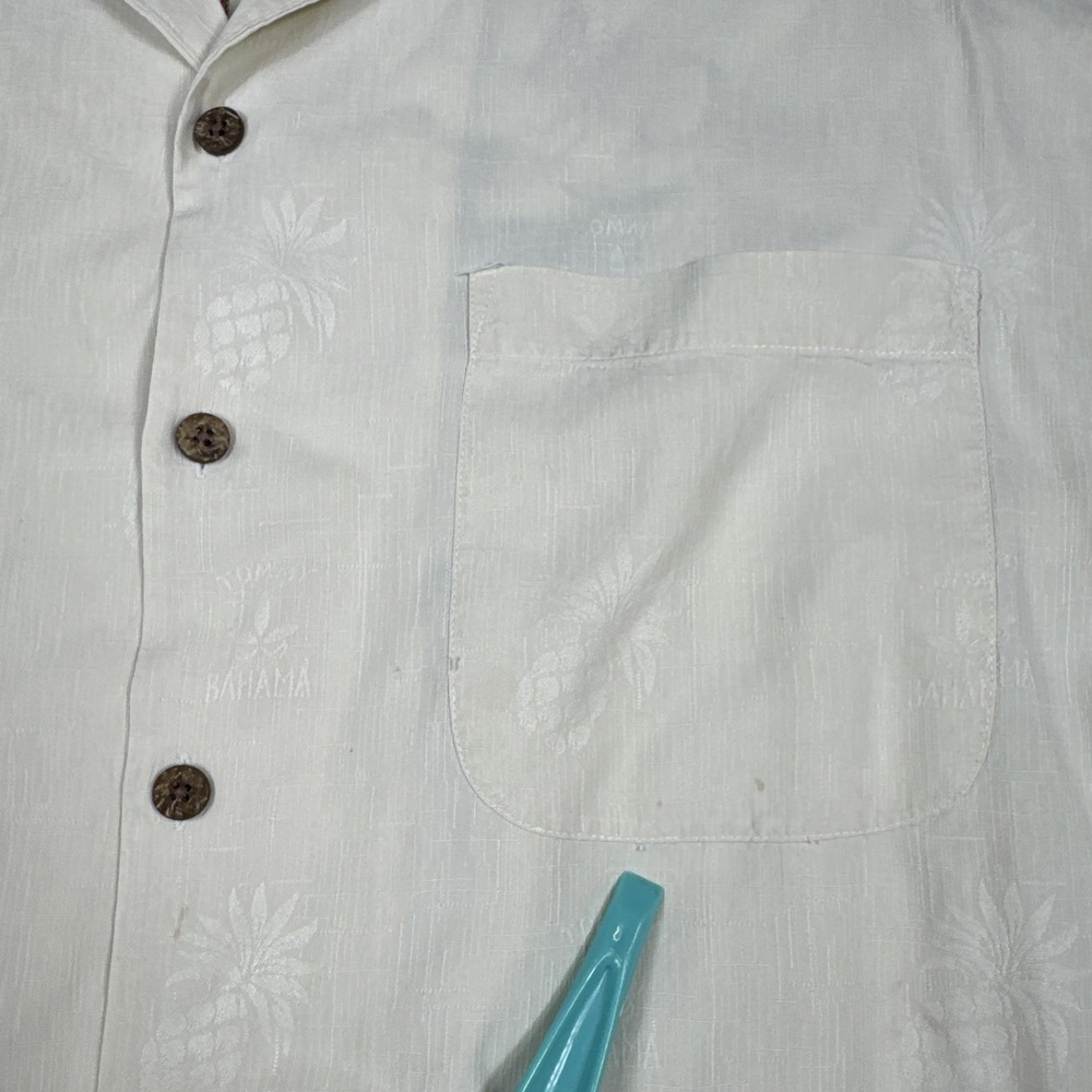 Tommy Bahama Silk Camp Shirt Mens XL Cream PHD Pop Had Dough *READ - Picture 5 of 13